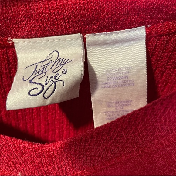 Just My Size Women’s Long Sleeve VNeck Sweater Red 22/24 Gently Worn - Picture 6 of 8